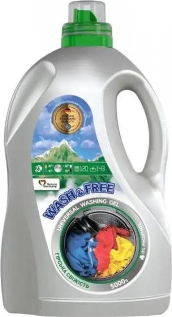 Univerzální prací gel WASH&FREE Horská svěžest 5 l Obrázek produktu 