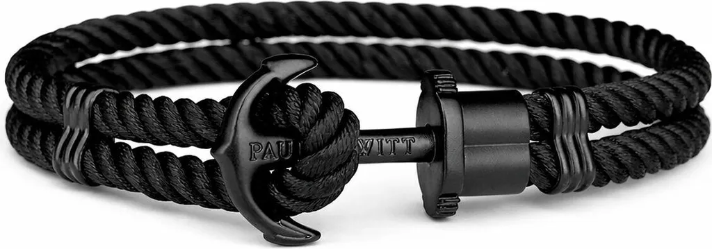 Bracciale Paul Hewitt PH-N-B-B-XL Uomo Pelle Nera Ancora IP Black