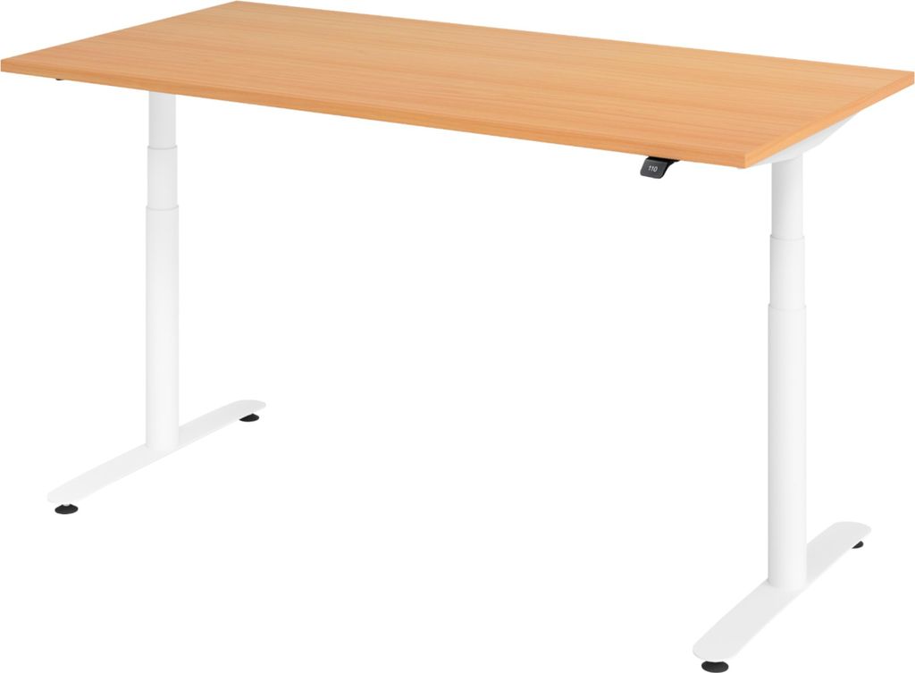 bümö Schreibtisch elektrisch Bluetooth & App XDLR - Nachbildung: Buche, Größe: 160 x 80 cm, Gestell: Weiß