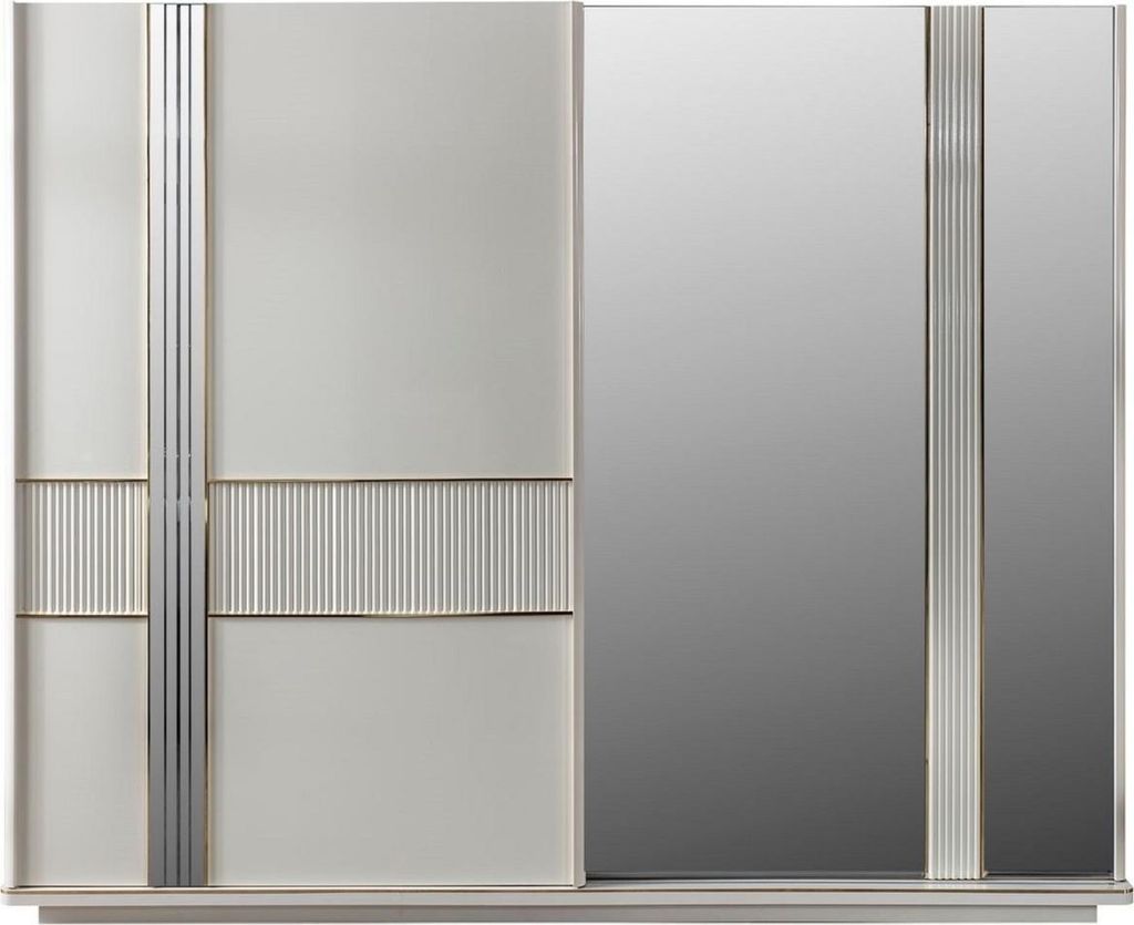 Casa Padrino Luxus Schlafzimmerschrank Weiß / Gold 260 x 72 x H. 218 cm - Edler Massivholz Kleiderschrank mit 2 Schiebetüren - Luxus Schlafzimmer...