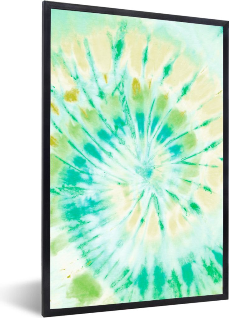 MuchoWow Gerahmtes Poster Krawattenfärbung - Grün - Spirale 20x30 cm - Poster mit Schwarzem Bilderrahmen Wandposter Rahmen Foto Bilder - Drucke...