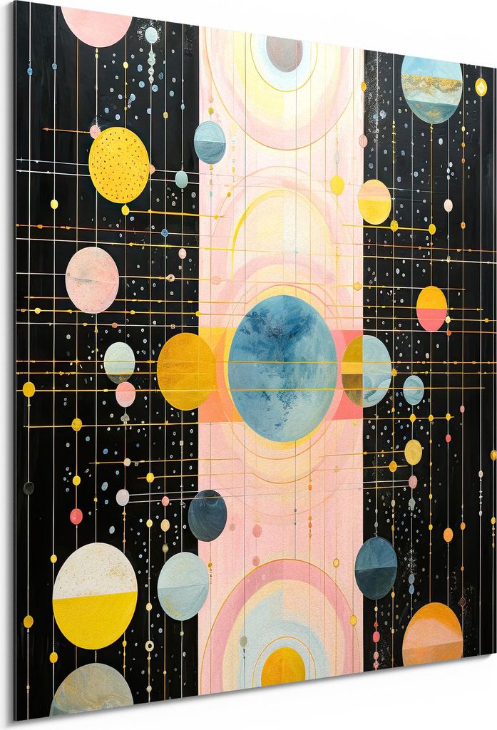 DEQORI Alu-Dibond Bild Weiß 30x30 cm 'Symphonie der Planeten' Wandbild Metall dünn Design