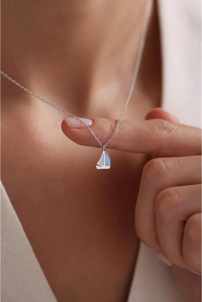 Collier Voilier Minimaliste Argent 925 - Finition Brillante et Fine