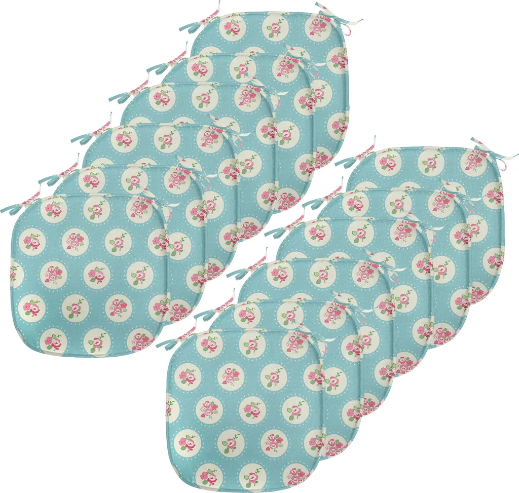 ABAKUHAUS Set 12 Cuscini Sedie 40x40 Shabby Chic Fiori e Cerchi
