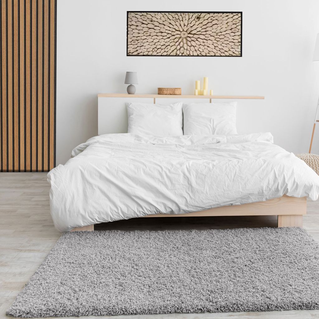 Teppich Prime Shaggy Hochflor Einfarbig Grau Weich für Produktbild 