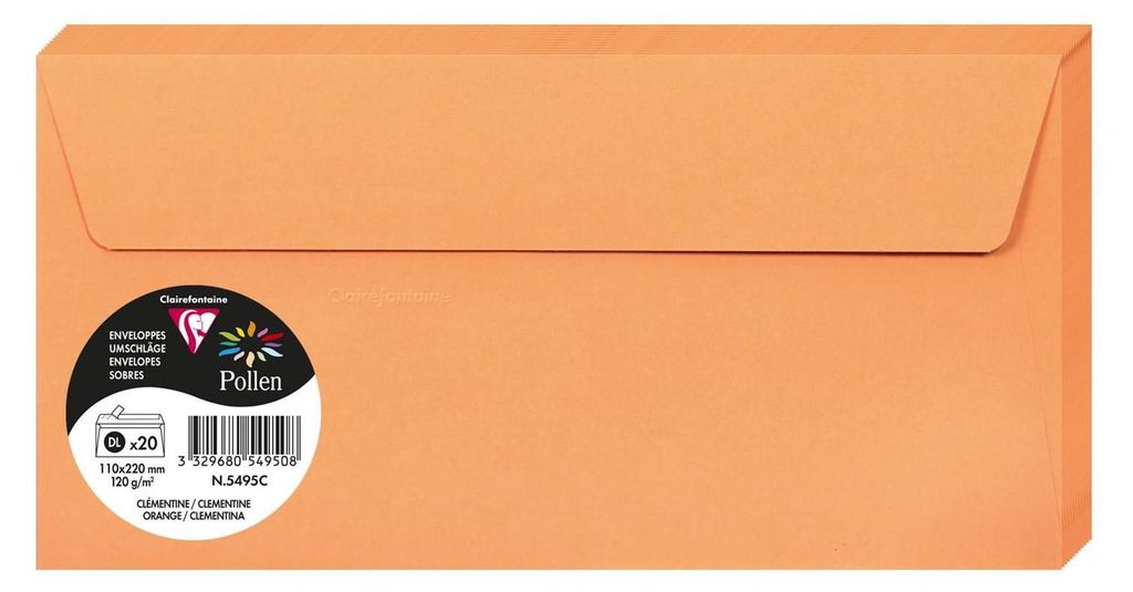 Clairefontaine 5495C, DL (110 x 220 mm), Orange, Papier, Produktbild 