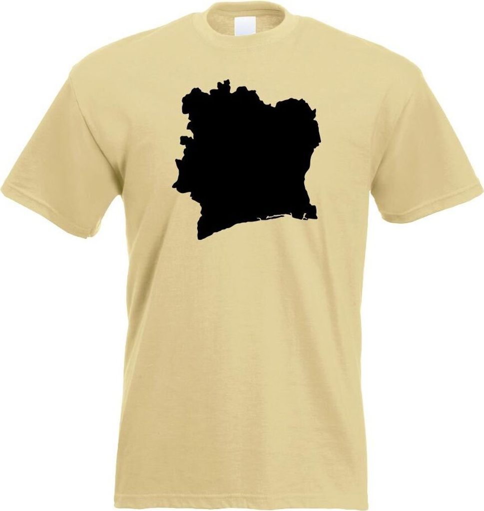 Kiwistar - T-Shirt - Khaki - Elfenbeinküste Umriss Kontur Herren Funshirt Bedruckt Design Sprüche Spruch Motive - mit Motiv Bedruckt - Funshirt D...