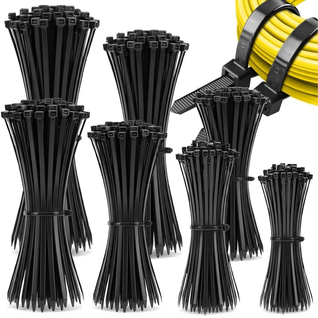 1200x Kabelbinder Schwarz 3,6 mm Set Nylon Kabelbinder Kabelbinder Set CE RoHS UV beständig