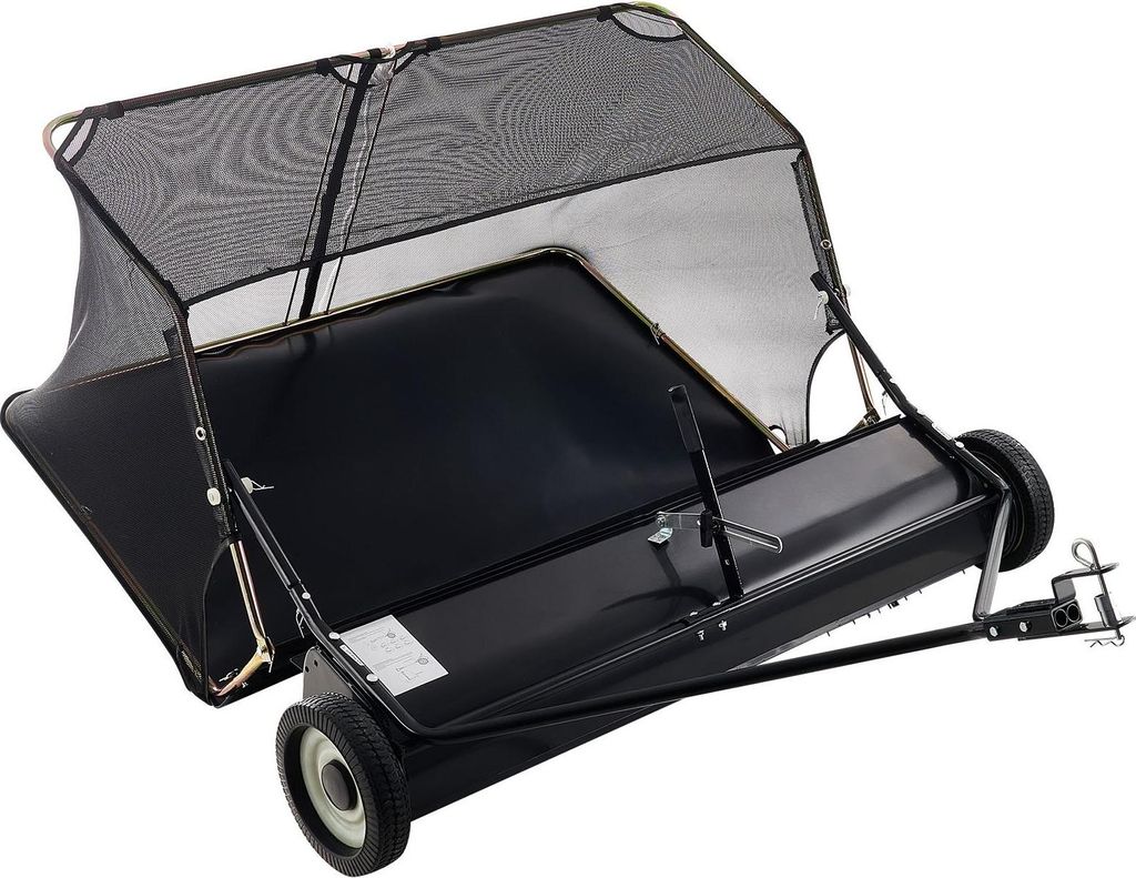 Rasenkehrer/Laubkehrmaschine - Anhänger für Rasentraktor - Kehrbreite 132 cm - Auffangsack 736 L - Verstellbare Kehrhöhe - Für Garten & Hof