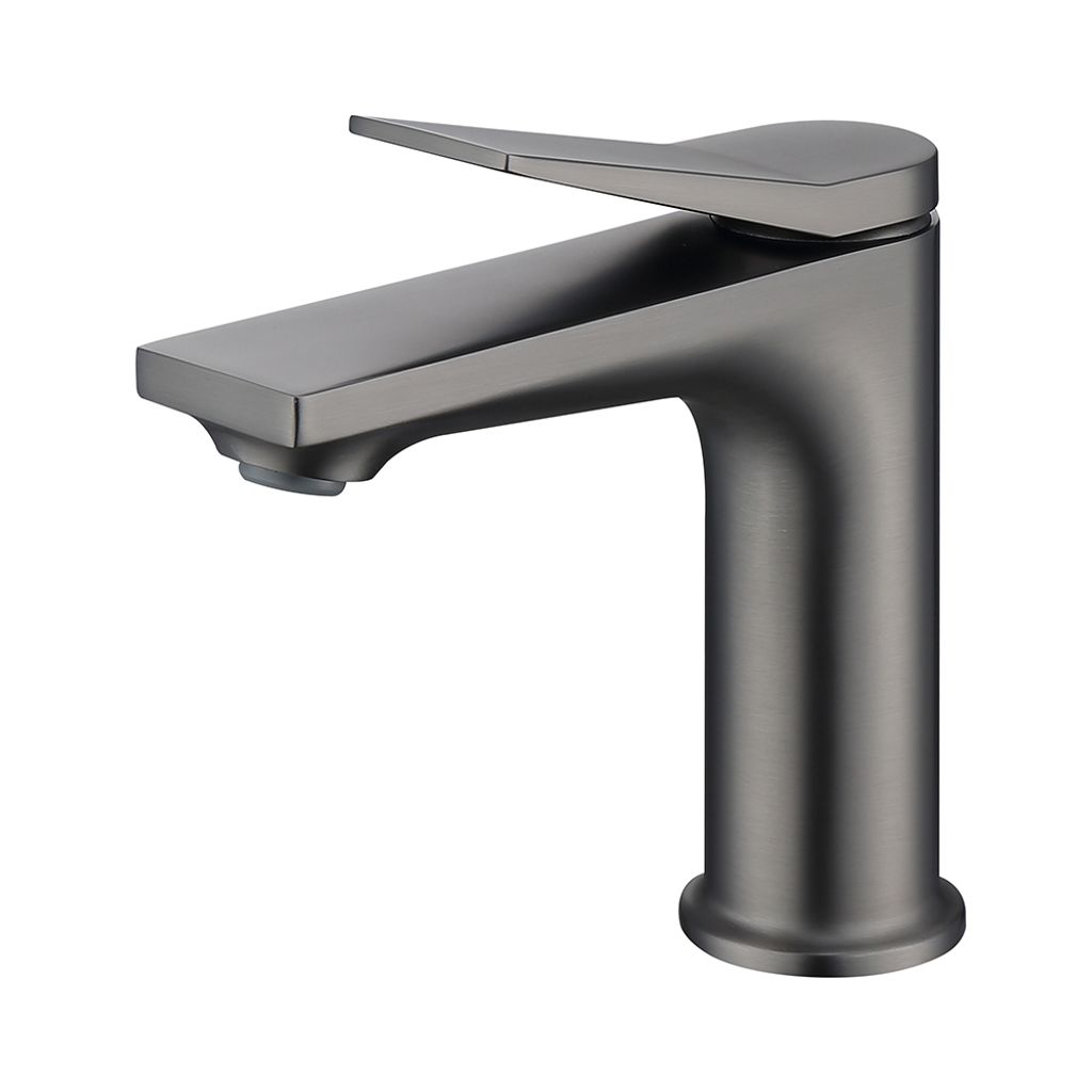 Gun Grey Einloch-Badezimmerarmatur, Waschtischarmatur mit zwei 3/8"-Schläuchen
