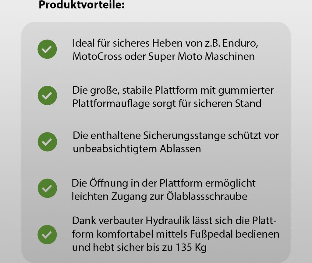 Motorradheber 135 kg Motorrad Hebebühne 340 - 870 mm Produktbild 10