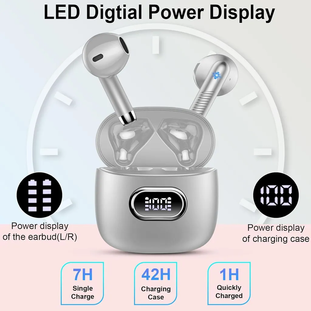 Cuffie Bluetooth 5.3 A97 – In-ear Con ENC, 40 Ore Di Autonomia, IP7 Impermeabile, Bassi Profondi, Display LED – Blu - 3