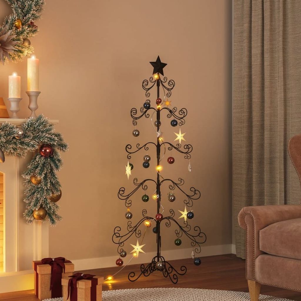vidaXL Sapin de Noël en métal pour décorations Noir 180 cm Image du produit 