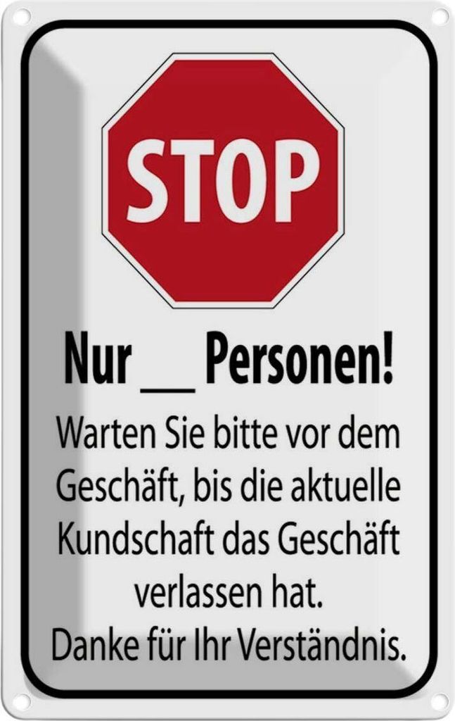 vianmo Blechschild 18x12 cm Stop warten Sie vom Geschäft Warnschild Hinweisschild Sicherheit Vorsicht