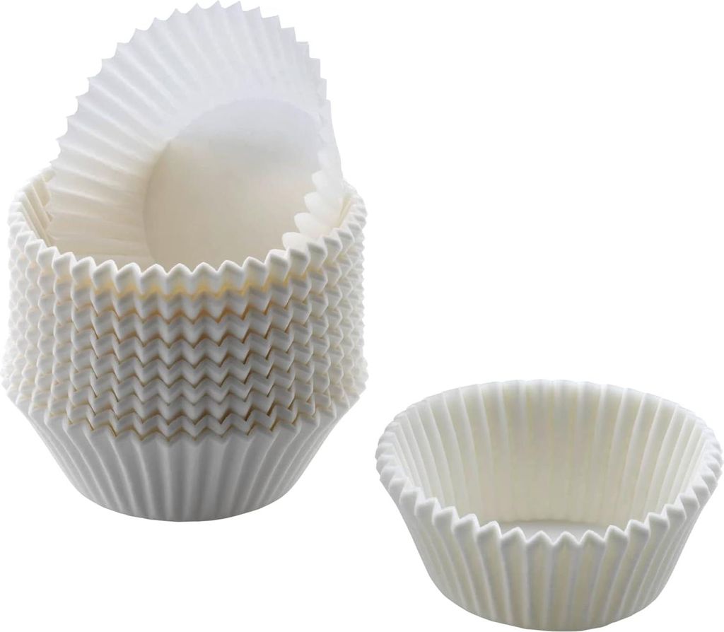 Mini Muffin Förmchen Papier, 200 Stück, weiß, klein 4,5 cm, Produktbild 