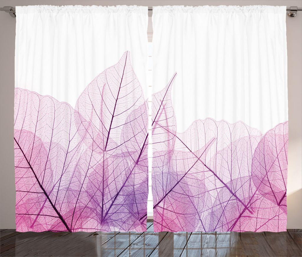 ABAKUHAUS Blume Rustikaler Vorhang, Frühlings-Zeit-Fantasie, Wohnzimmer Universalband Gardinen mit Schlaufen und Haken, 280 x 245 cm, Pink Lila