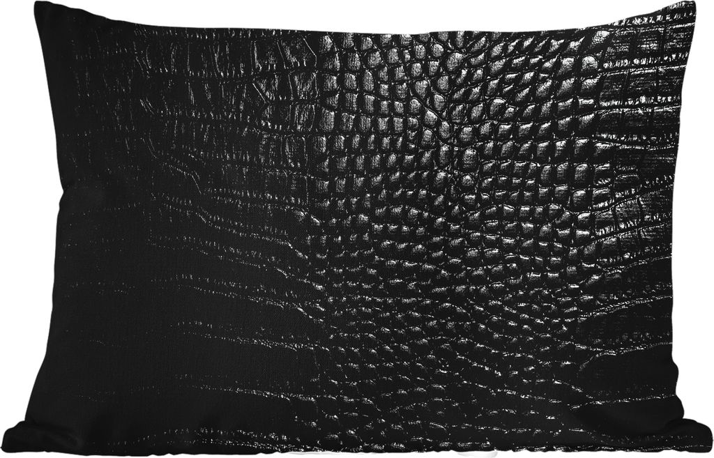 MuchoWow Outdoor Kissen - Leder - Textur - Schwarz - Grau - 60x40 cm - Wetterfest - Lounge Kissen - Zierkissen - Kissen für Innenräume