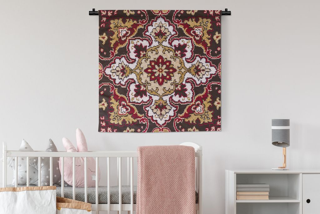 MuchoWow Wandteppich Wandbehang Persischer Teppich - Teppich - Mandala 90x90 cm Tapisserie Dekoration Wandtuch - Wandaufhänger