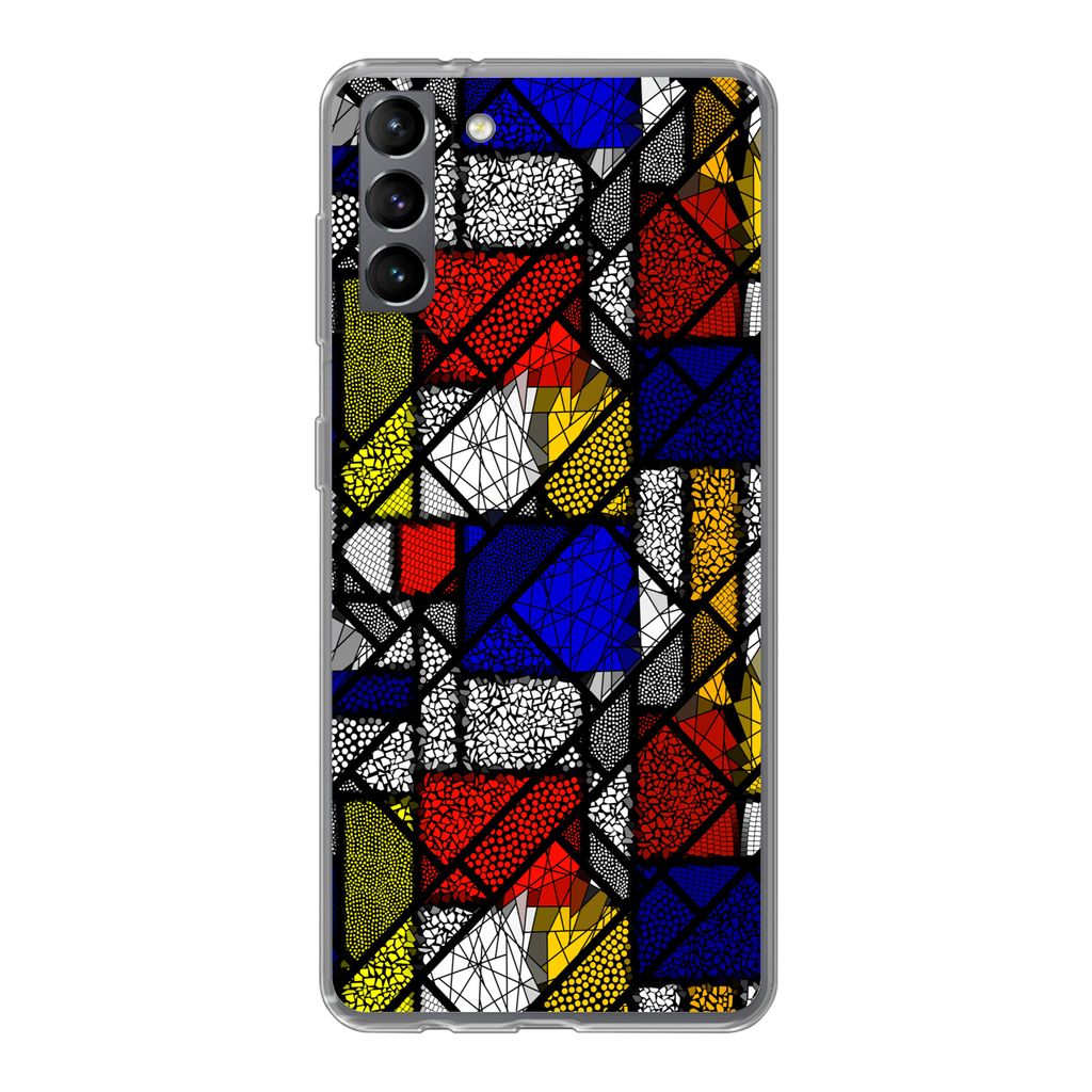 MuchoWow Handyhülle Schutzhülle Hülle für Samsung Galaxy S21 Plus Mondrian - Glasmalerei - Alte Meister - Kunstwerk - Abstrakt - Malerei Sili...