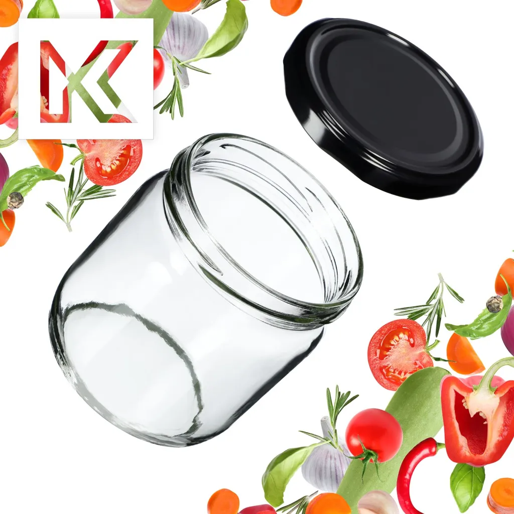 KADAX Barattoli per Conserve Salla 425ml con Coperchio Nero 48 Pezzi - 4