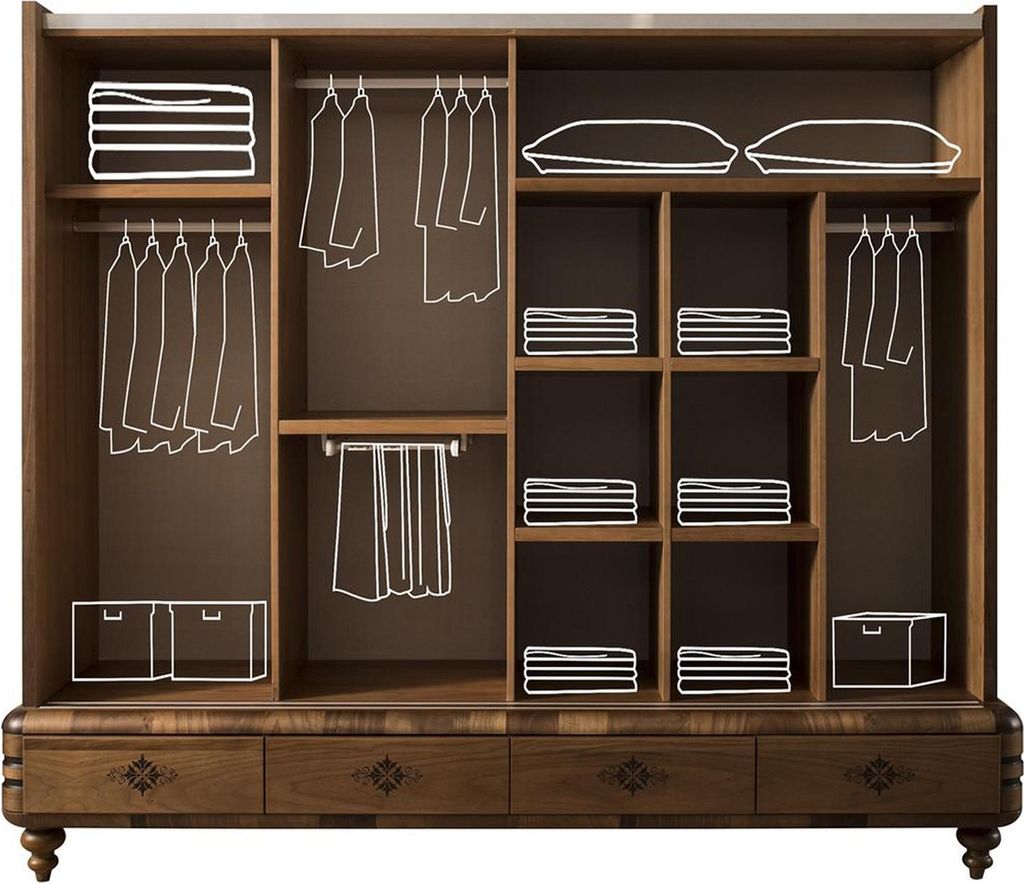 Moderner Kleiderschrank Luxus Schrank Holz Schränke Braun Schlafzimmer