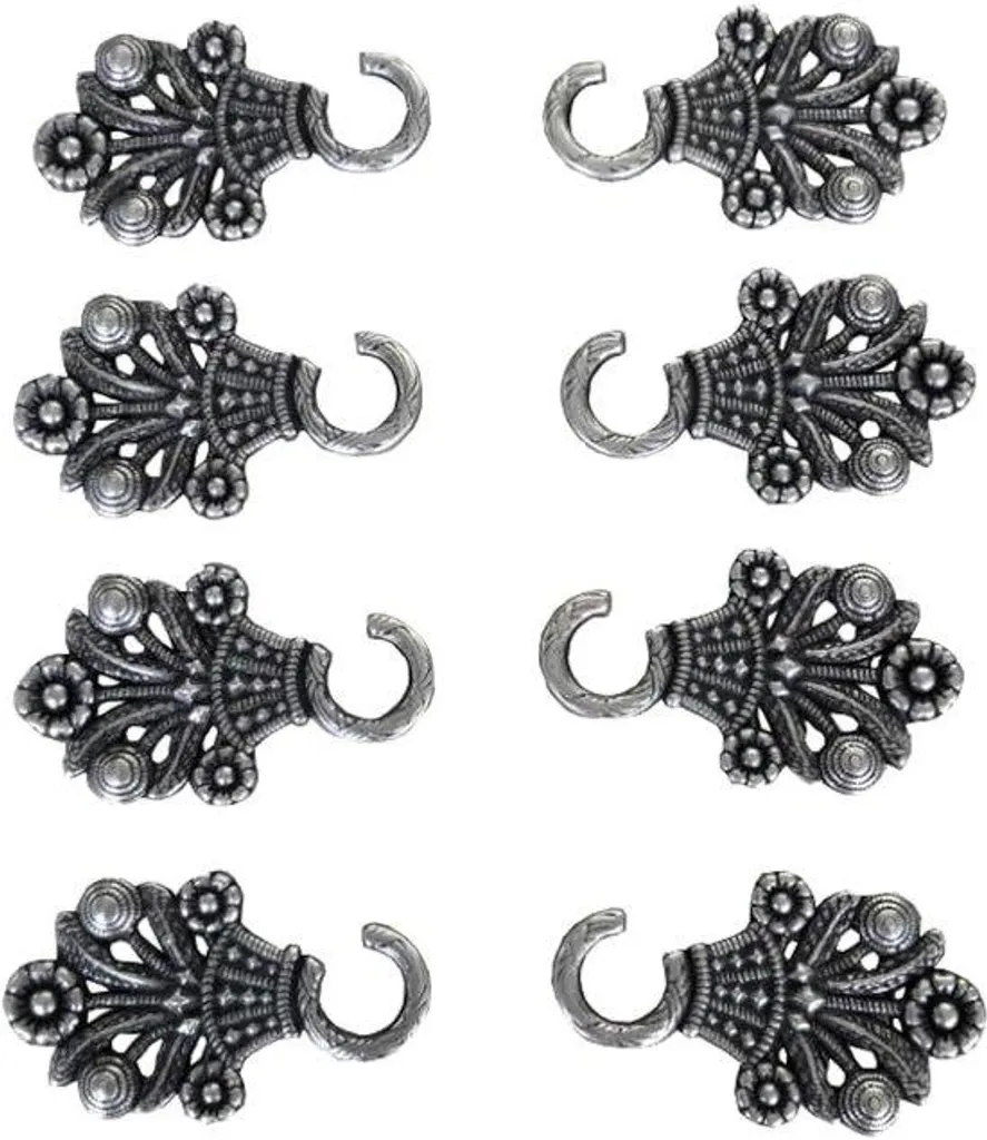 Lot de 4 crochets Dirndl argentés 42x25 mm pour remplacer attaches cassées