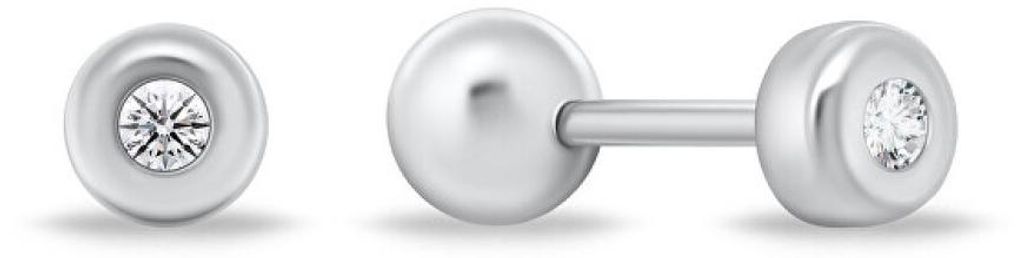 Minimalistische Silberohrringe mit klaren Zirkonen EA926/7/8W - Durchmesser: 0,6 cm
