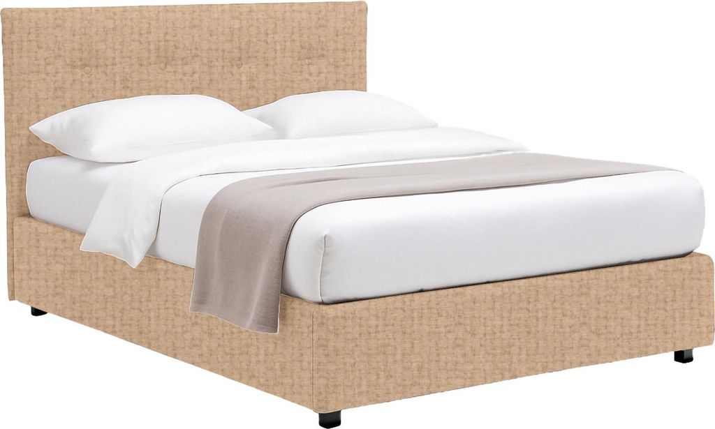 Dmora Doppelbett Melilli Beige, Abziehbar mit Stauraum