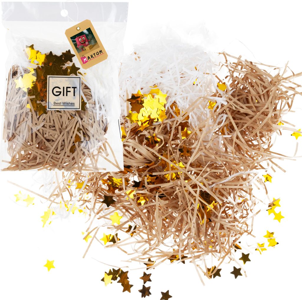 Geschenkfüller, Heu, Sisal, Dekoration, Mit Sternen, Öko, 30G