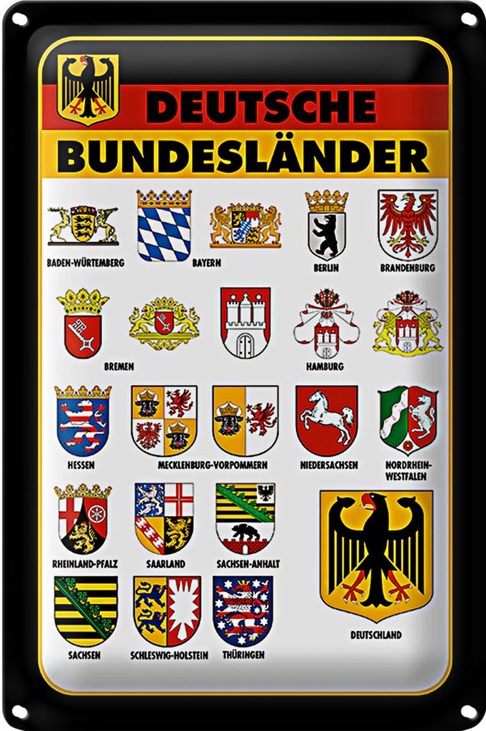 Blechschild Bundesländer 40x30cm Deutschland Wappen