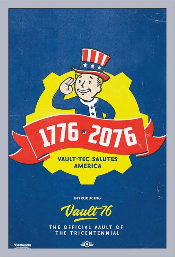 Poster Fallout 76 Tricentenario con Cornice Shinsuke Maxi MDF Argento