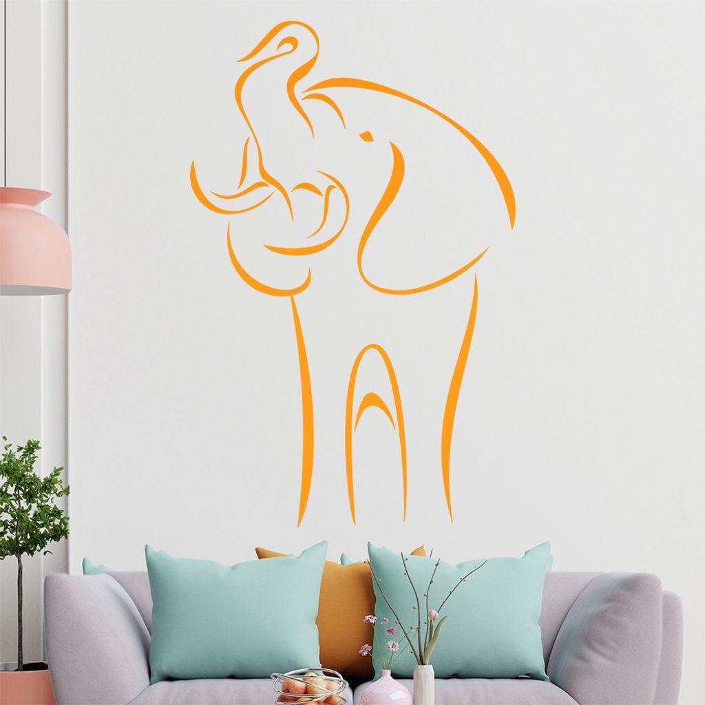 Elefant Linien Wandtattoo in 6 Größen - Wandaufkleber Wall Sticker - Dekoration, Küche, Wohnzimmer, Schlafzimmer, Badezimmer