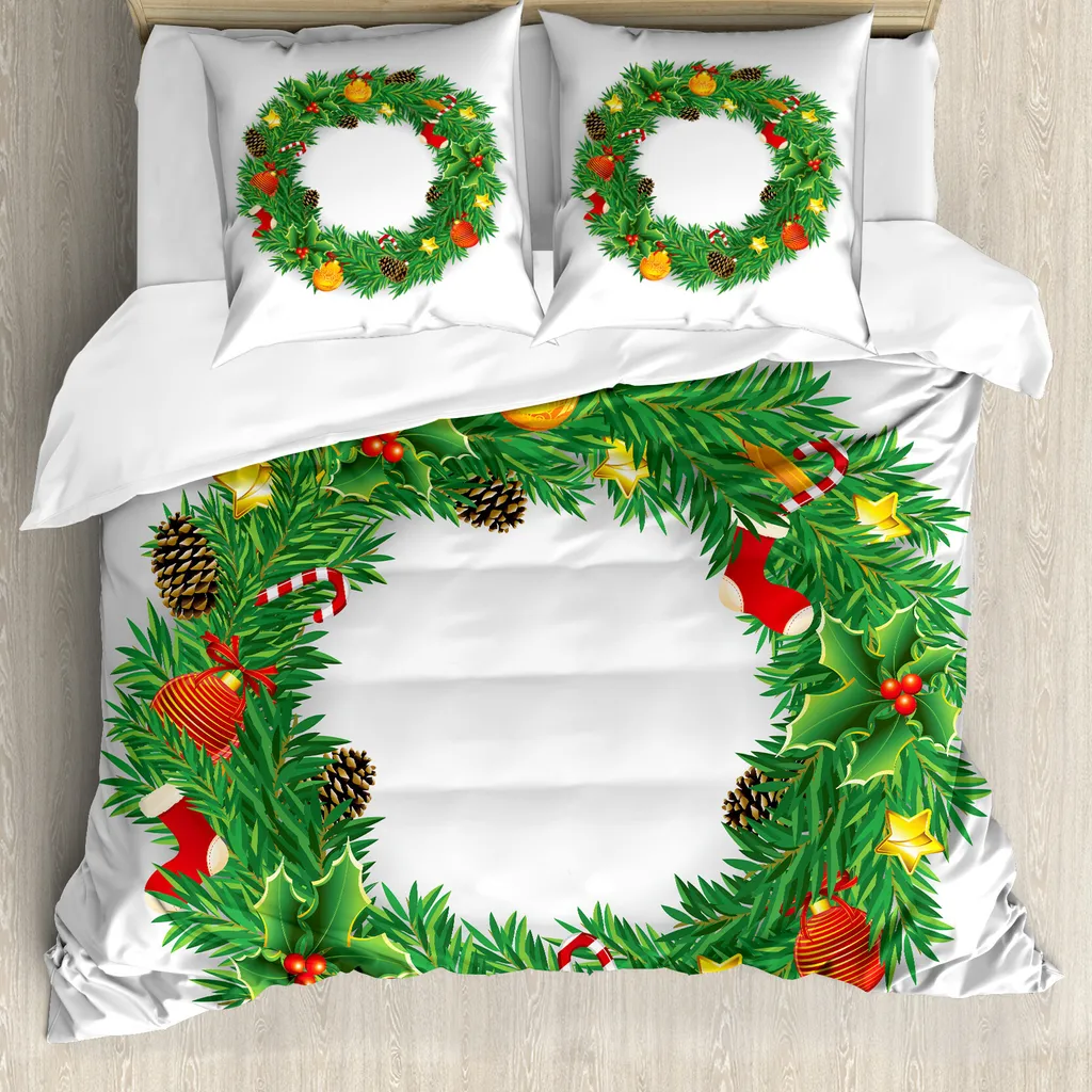 Copripiumino Natalizio ABAKUHAUS 155x220 Evergreen Corona Antiacaro