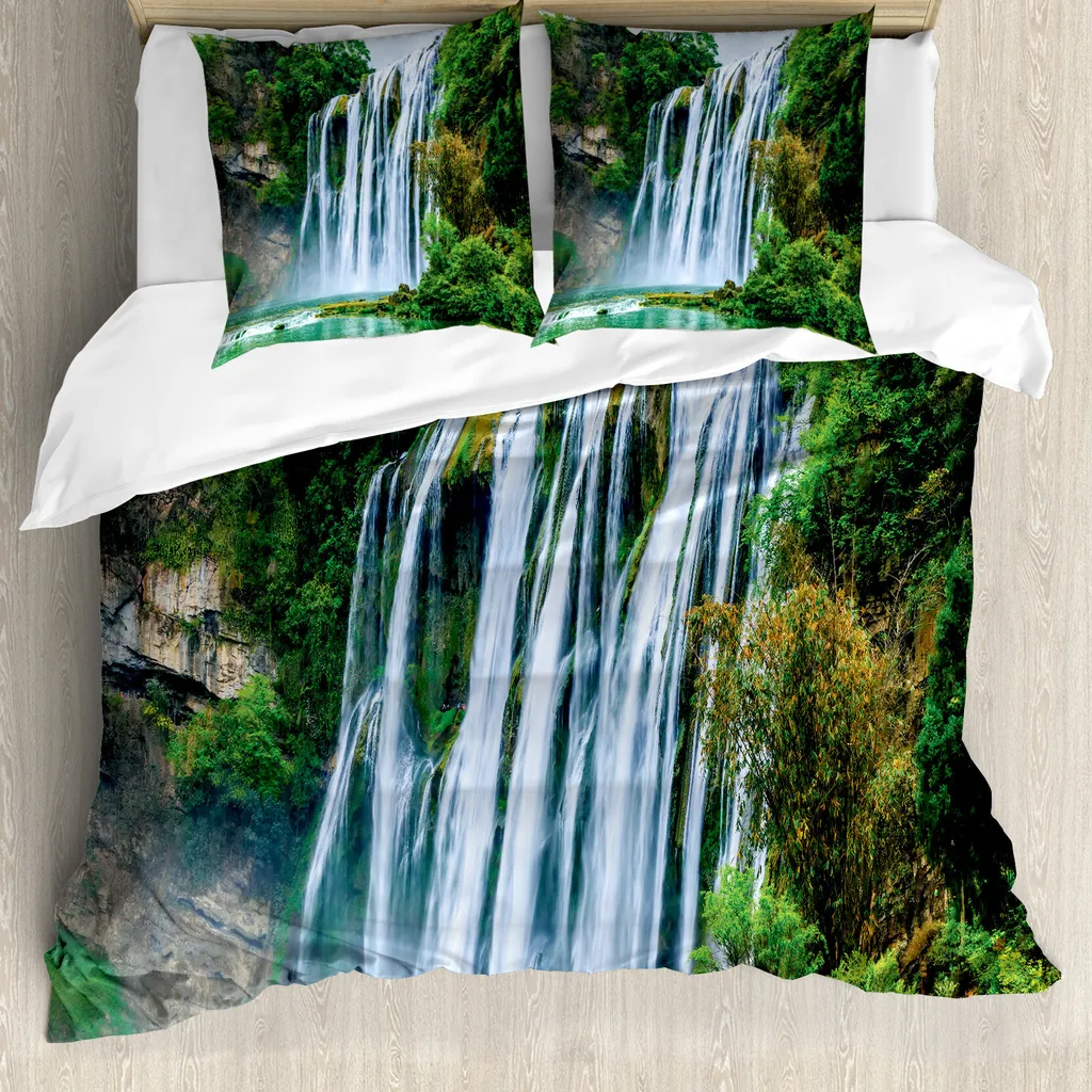 Copripiumino Waterfall ABAKUHAUS 200x200 Verde Naturale