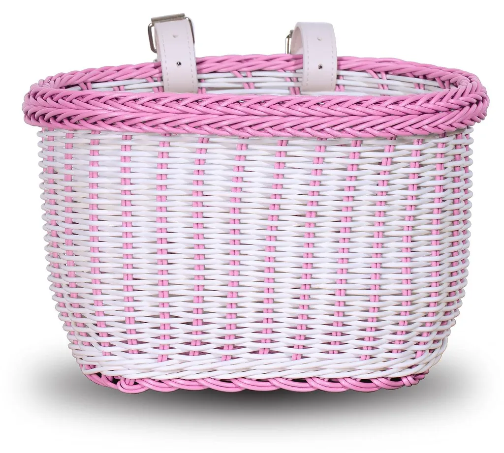 Panier vélo fille anti-chute doudou rose blanc étanche 12-18 pouces