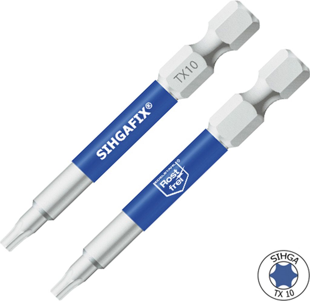 5 Stück SIHGAFIX Edelstahl Bit rostfrei TX 10 - 60 mm Länge