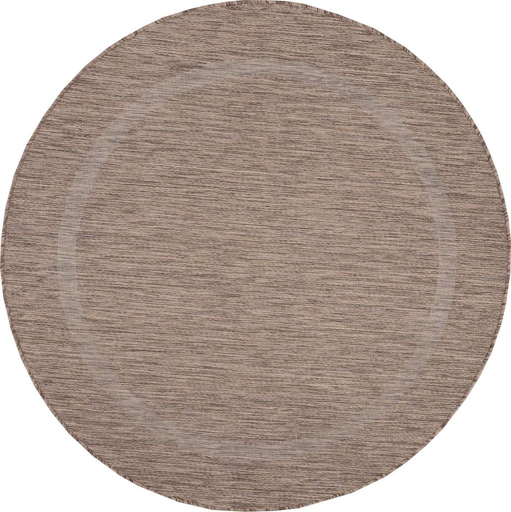 Carpetsale24 In- & Outdoor Teppich - Wetterfestes Flachgewebe in Sisal-Optik mit Bordüre, Küchenteppich, Terrasse, Wohnzimmer Grösse: 200 cm Rund