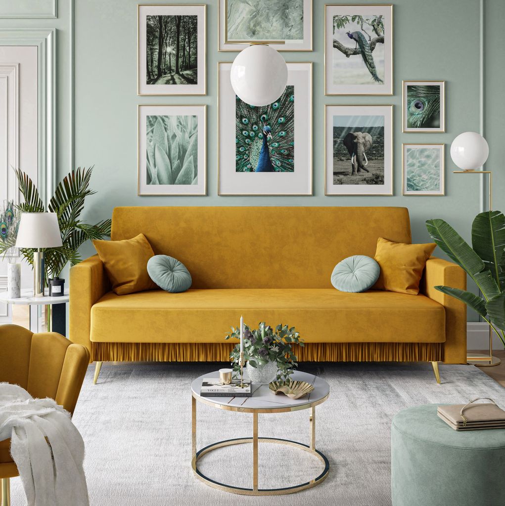 Gepolstertes Sofa VANITY mit Schlaffunktion Magic Velvet 2215 Beine gold