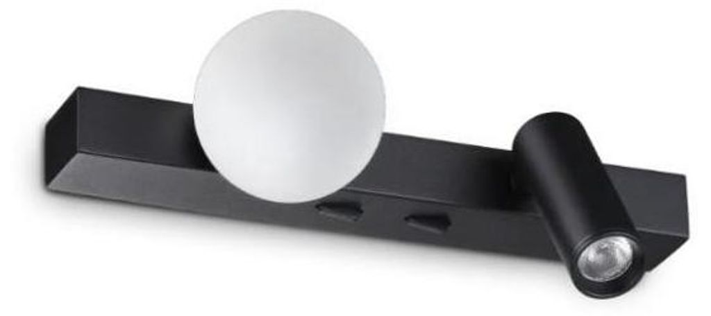 Ideal Lux 336664 PING PONG Wandleuchte mit Schalter, LED, 6 W, 600/360 lm, 3000 K, Schwarz
