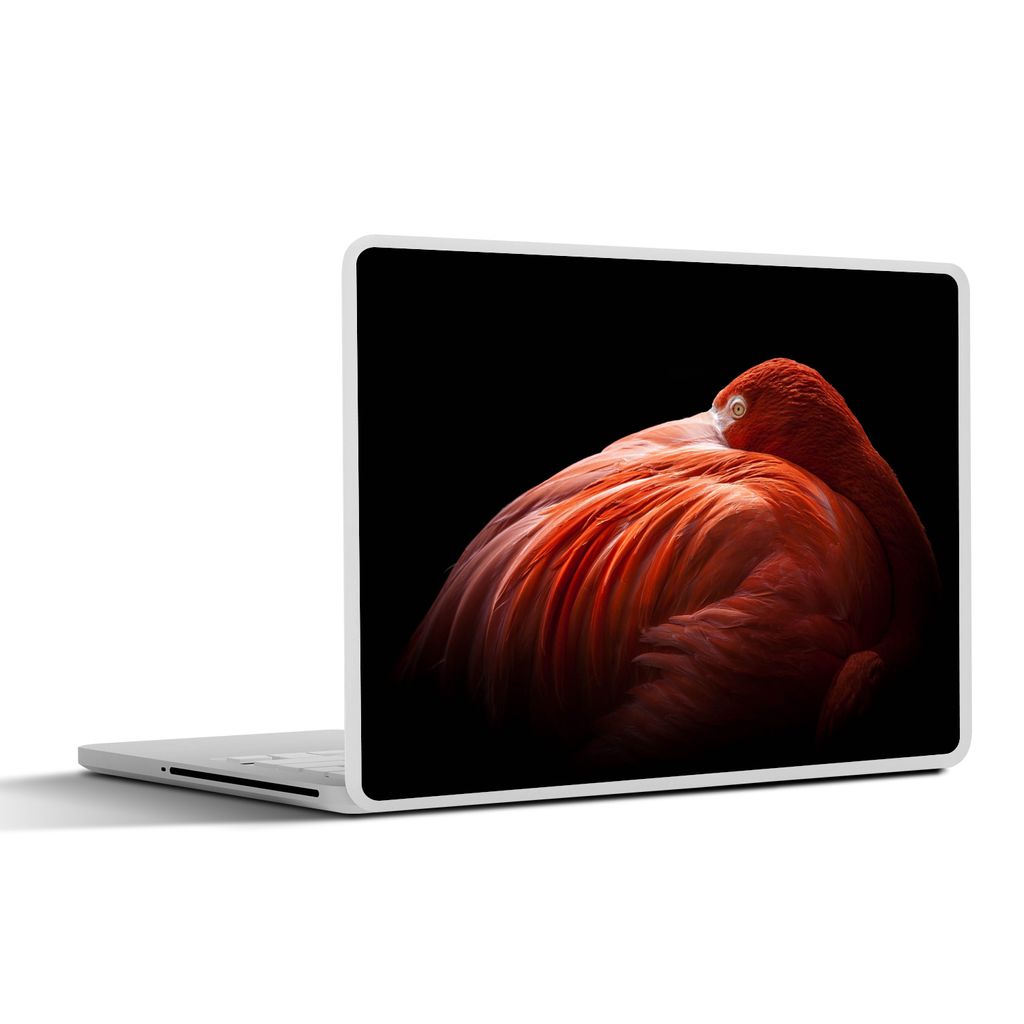MuchoWow Laptop Aufkleber Sticker Cover Flamingo - Federn - Rosa 40x30 cm - Laptop Dekoration - Selbstklebend