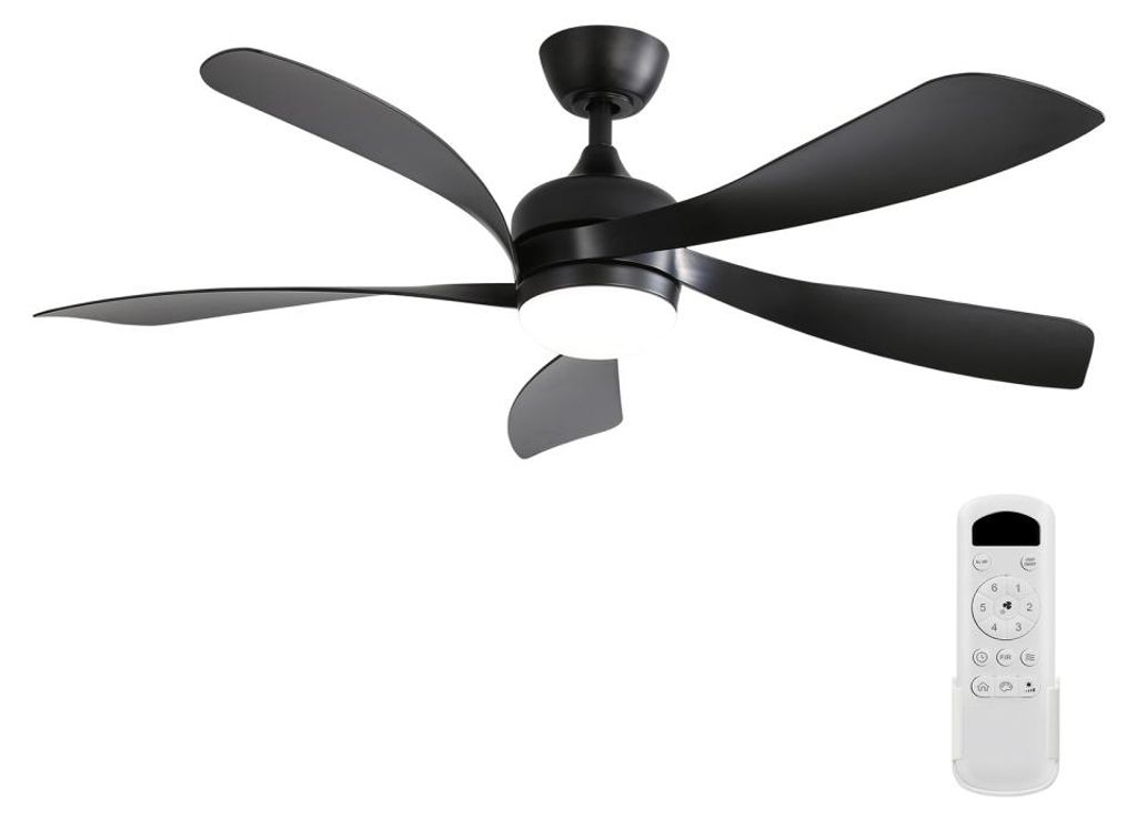 AIORBER 52 Zoll Deckenventilator mit Licht LED dimmbar Fernbedienung leise DC Motor Timer 6 Stufen Sommer Winter Schwarz