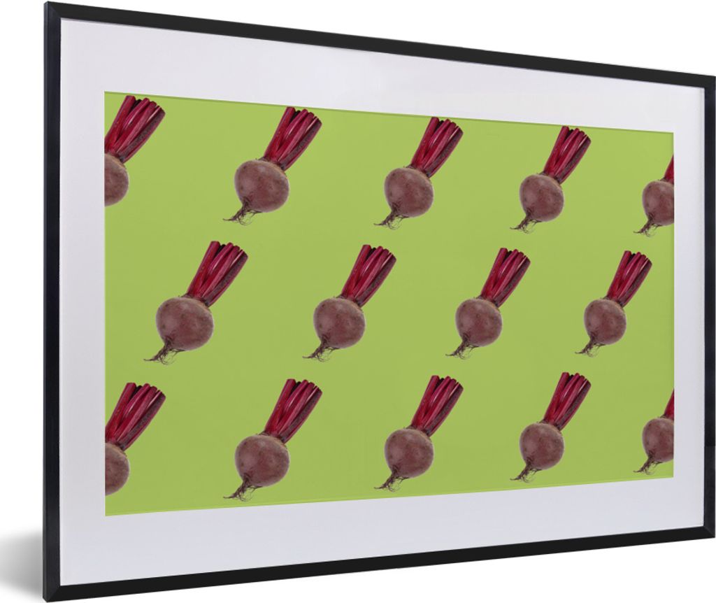 MuchoWow MuchoWow Gerahmtes Poster Gemüse - Rote Bete - Grün 60x40 cm - Poster mit zchwarzem Bilderrahmen - Schlafzimmer - Plakat in Rahmen -...