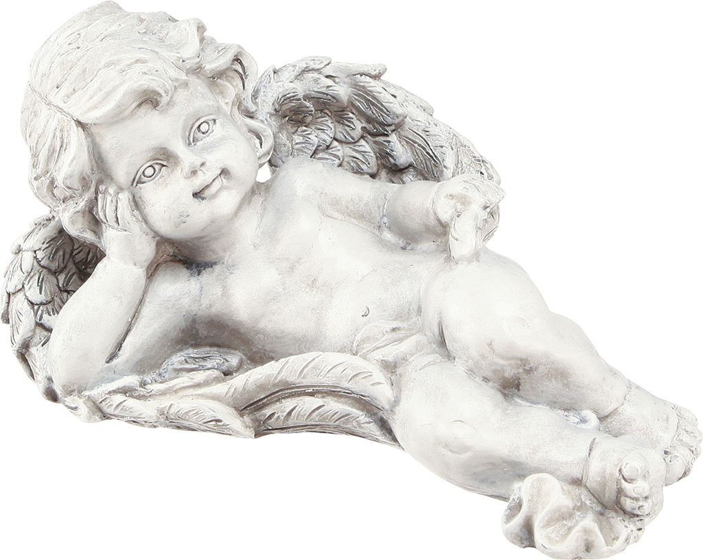 Engel liegend Grabschmuck Dekofigur Grau 22cm wetterfest Produktbild 
