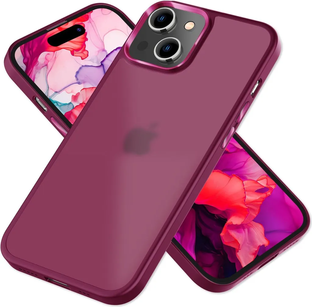 Cover iPhone 15 Frosted Case Rossa - Protezione Ibrida Anti-Impronta