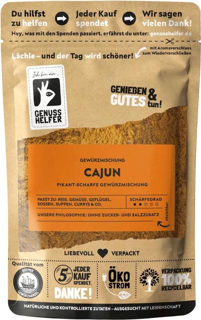 Cajun Gewürzmischung, gemahlen, intensiver scharfer Geschmack, ideal für Fleisch- und Fischgerichte, 100g