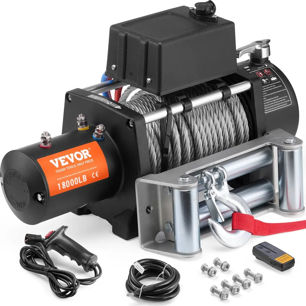 Treuil électrique 12V pour 4x4 et dépannage lourd capacité 8,1 tonnes DC
