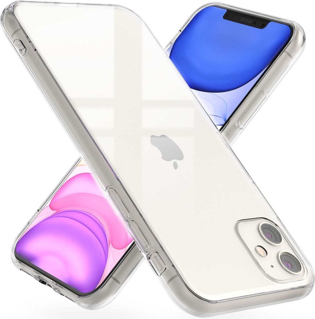 Two clear phone cases are shown, one angled in the foreground and another behind it.