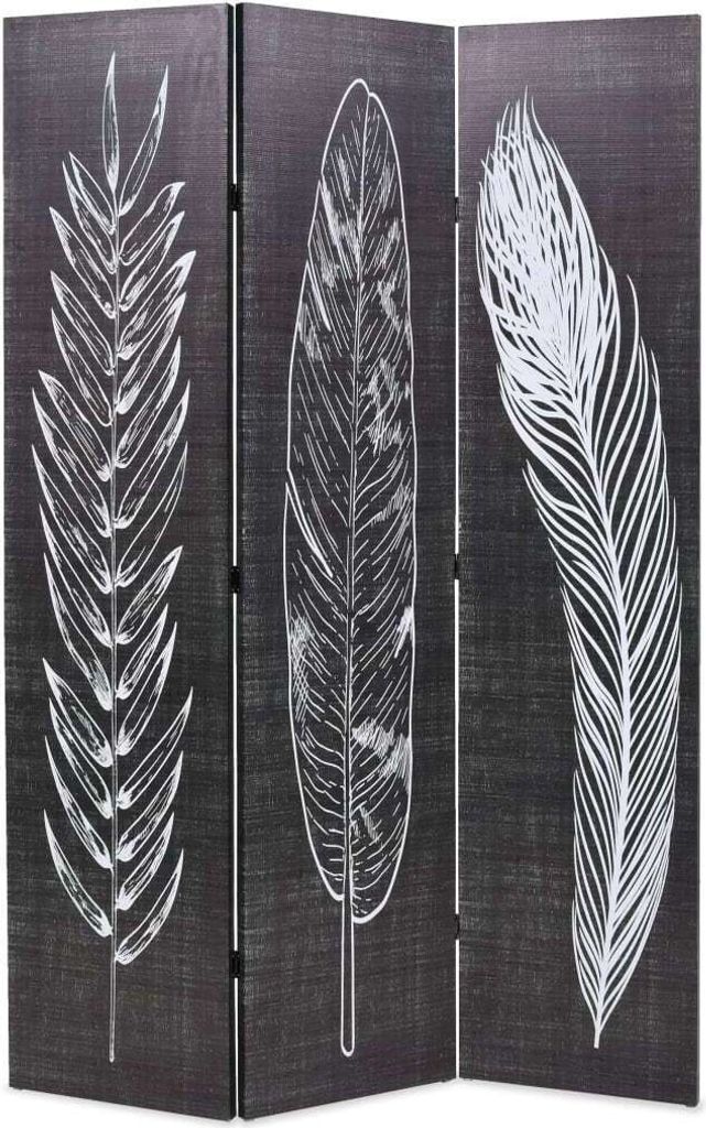 Raumteiler klappbar 120 x 170 cm Federn Schwarz-Weiß