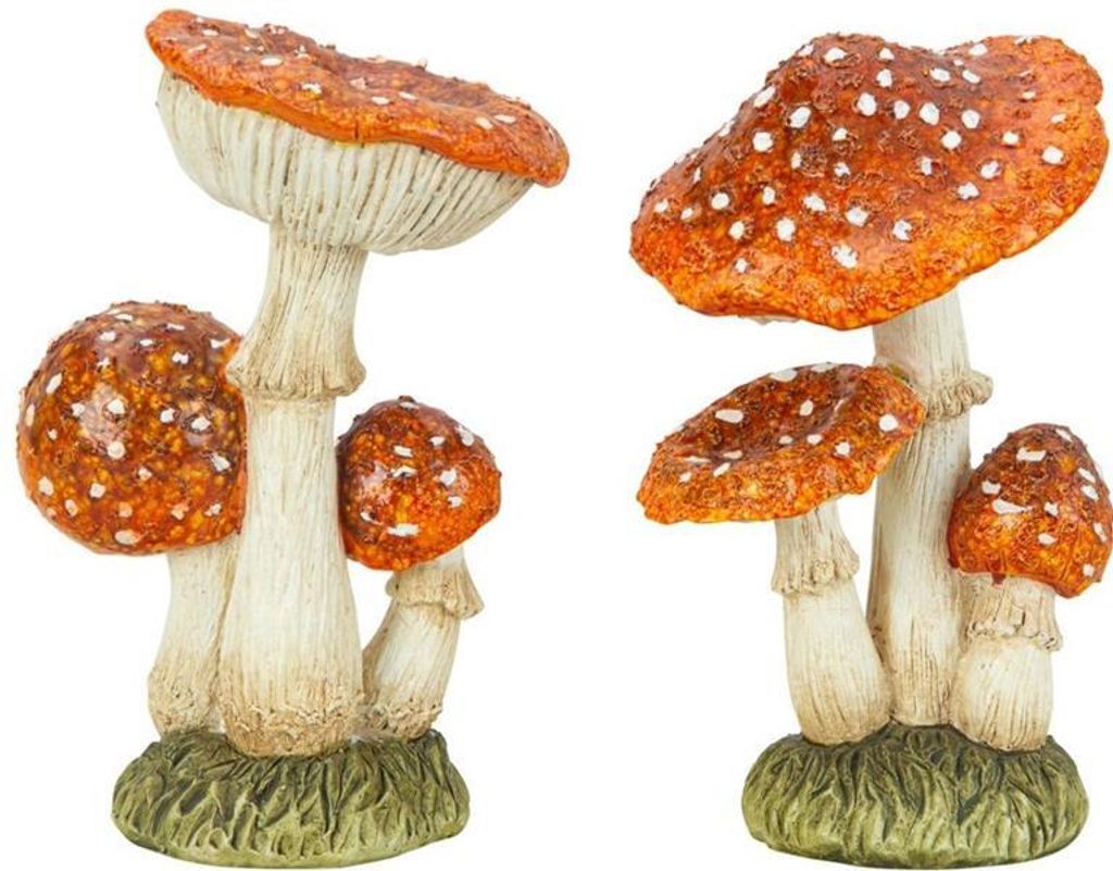 2 Stück Pilz Figuren stehend 20,5cm/21cm Dekofigur Herbstdekoration Natur Deko