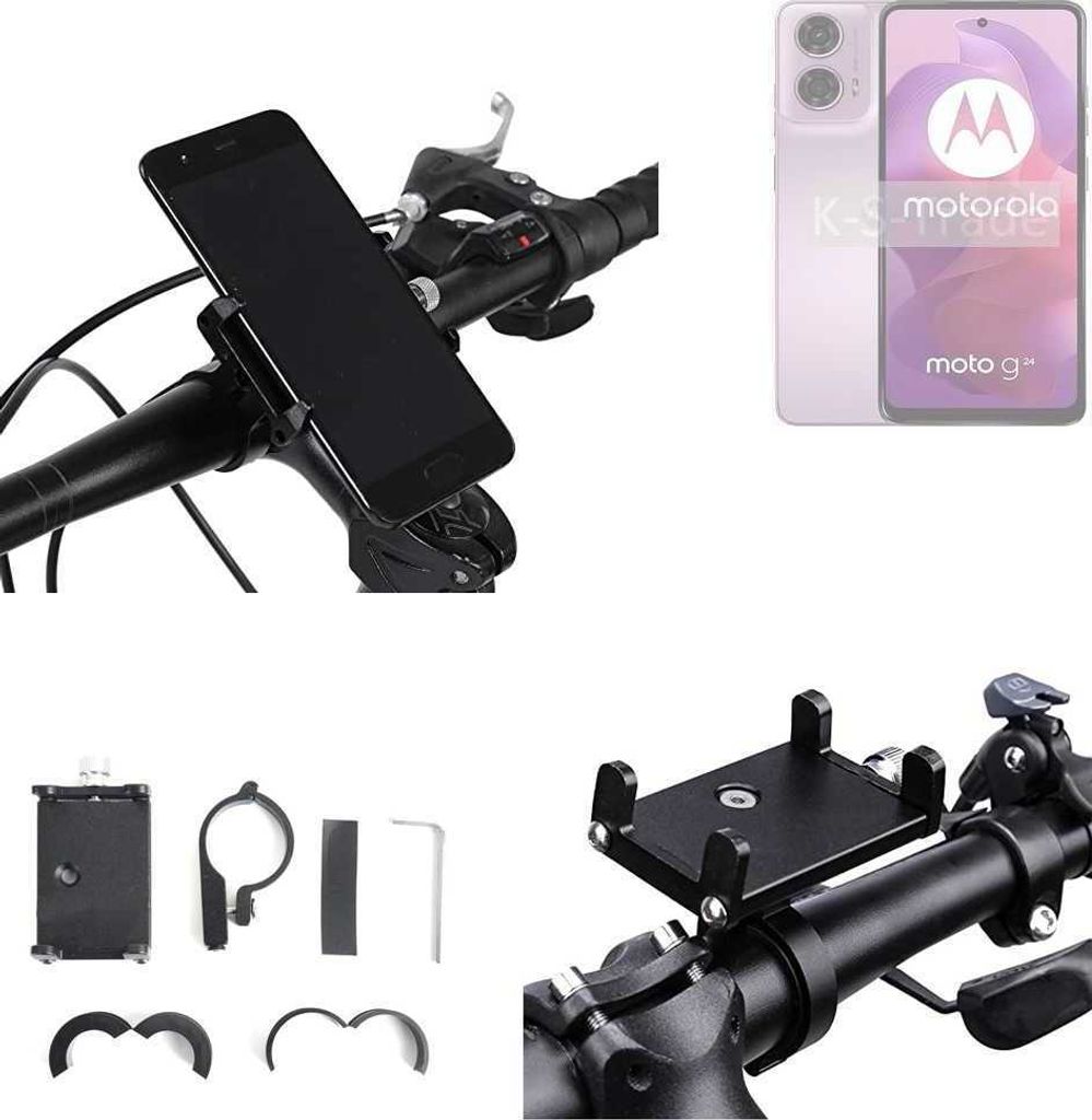 K-S-Trade Handyhalterung für das Fahrrad kompatibel mit Motorola Moto G24 Halter Lenkstange Fahrradhalterung Motorrad Bike Mount Befestigung